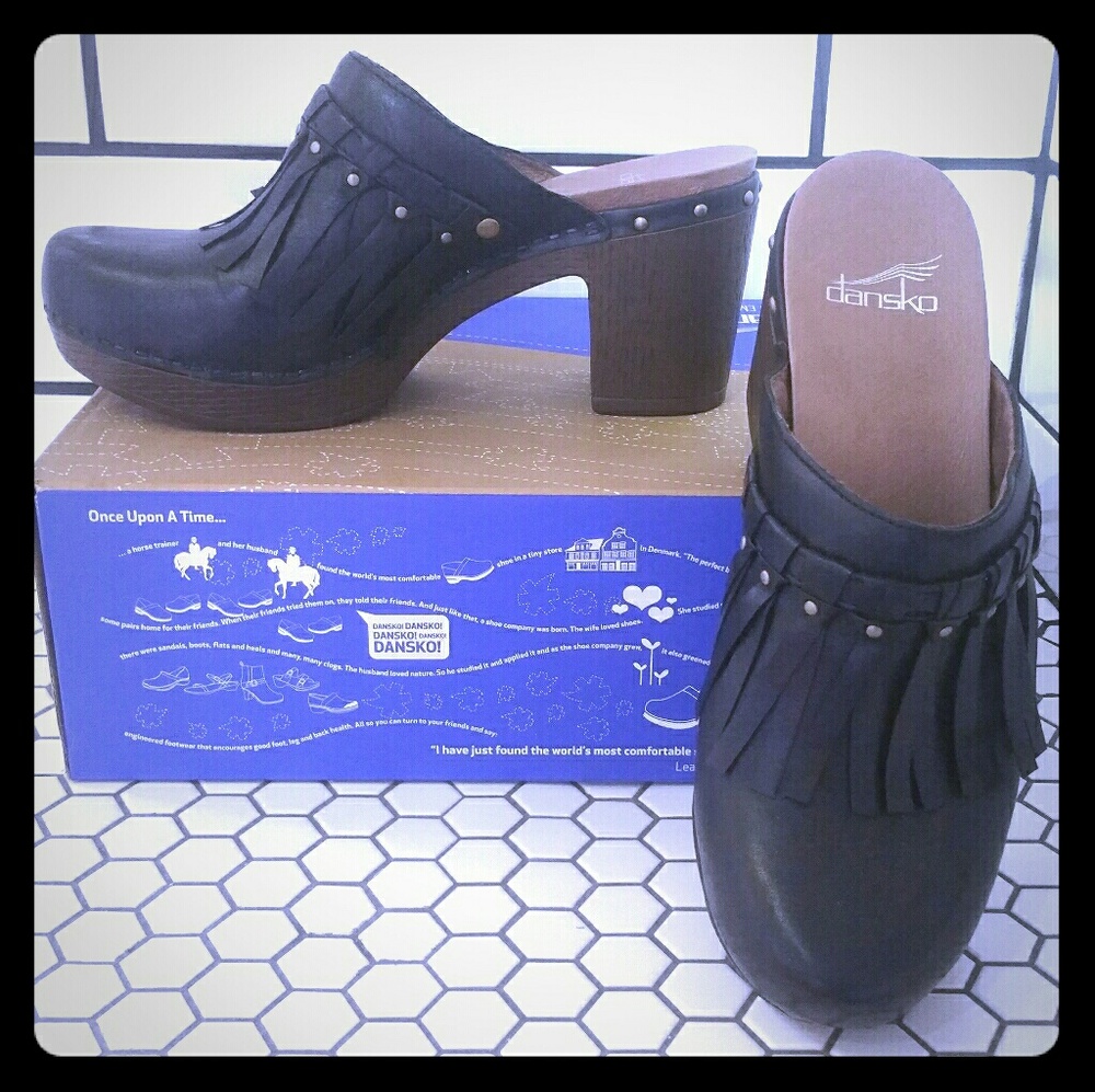 Dansko Deni Full Grain Black Clog/Mule shoes